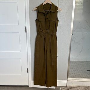 Sleeveless Olive Utility Jumpsuit for Women